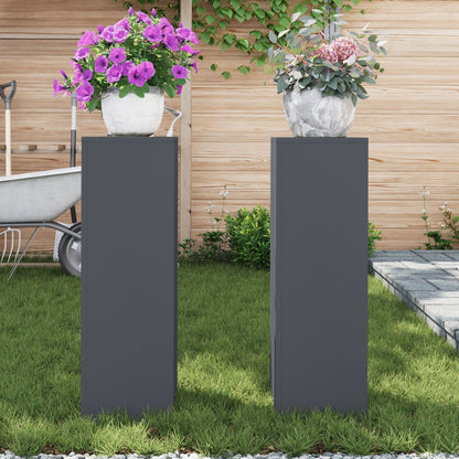 Buiten Plantstands Zuil 2 Pcs 24X24X75 Cm Staal Anthraciet 2x (75 cm)