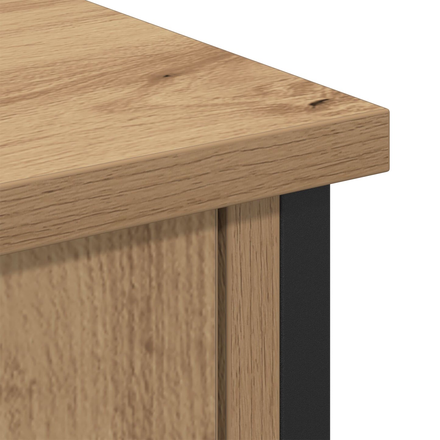 Tv-Kast Zwart Eiken 101X35X65 Cm Engineered Hout En Staal