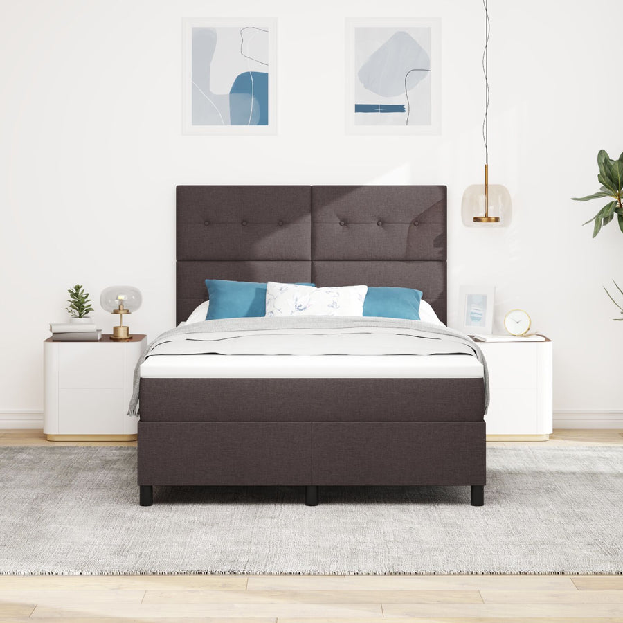 Boxspringbed Met Matras Stof Donkerbruin 140 x 190 cm Met knopen