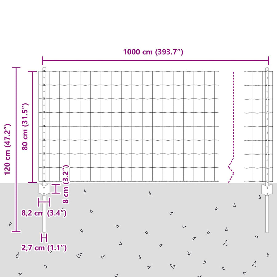 Euro Hek Met 5 U-Palen Grijs 0.8X10 M Staal