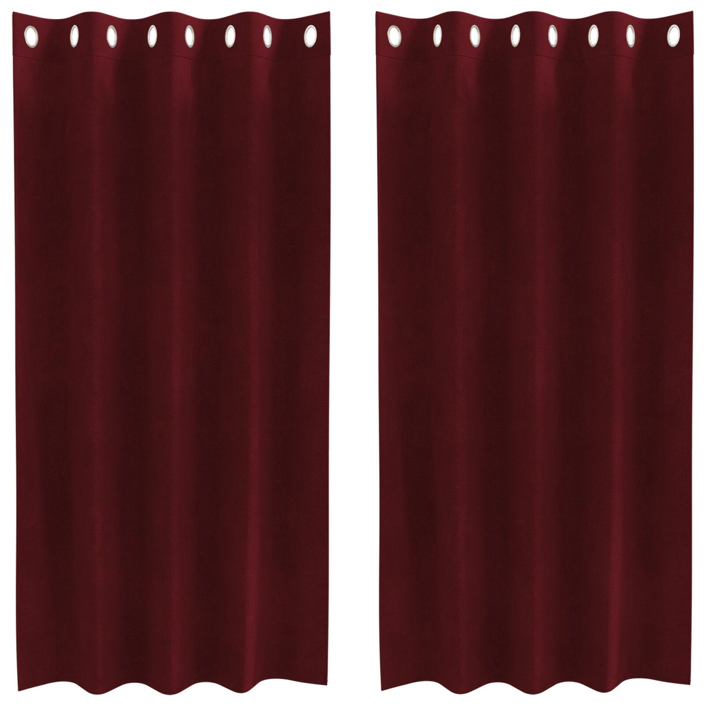 Zwarte Outdoorgordijnen 2 Stuks Velours Bordeauxrood 140 x 175 cm met oogjes