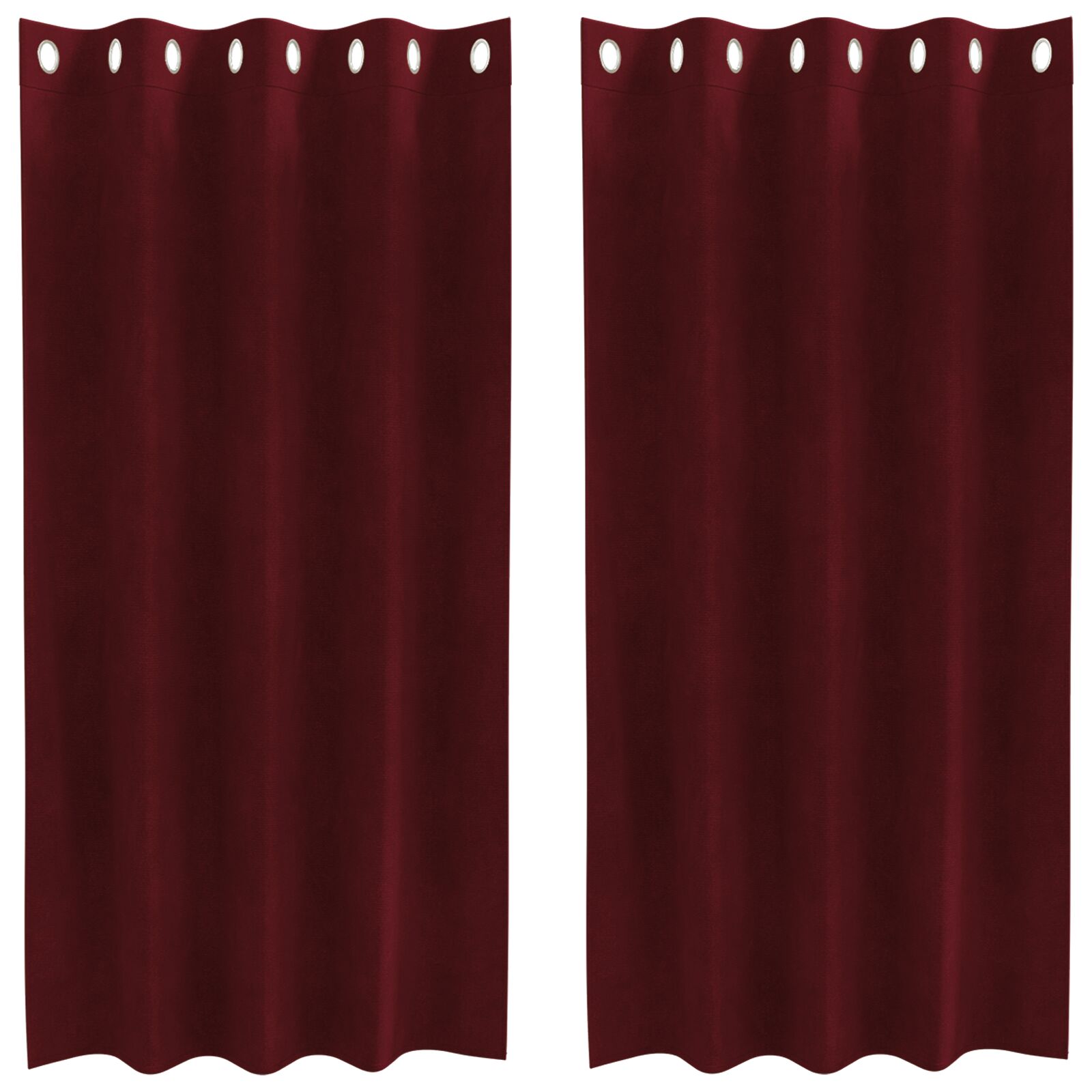 Zwarte Outdoorgordijnen 2 Stuks Velours Bordeauxrood 140 x 175 cm met oogjes