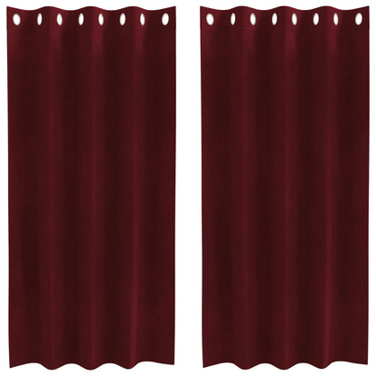 Zwarte Outdoorgordijnen 2 Stuks Velours Bordeauxrood 140 x 175 cm met oogjes