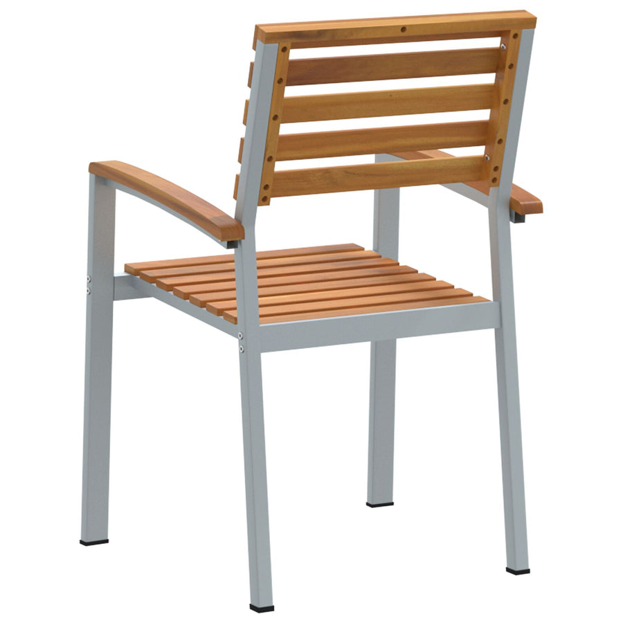 Tuinstoelen 4 Stuks Grijs Massief Acacia Hout En Staal