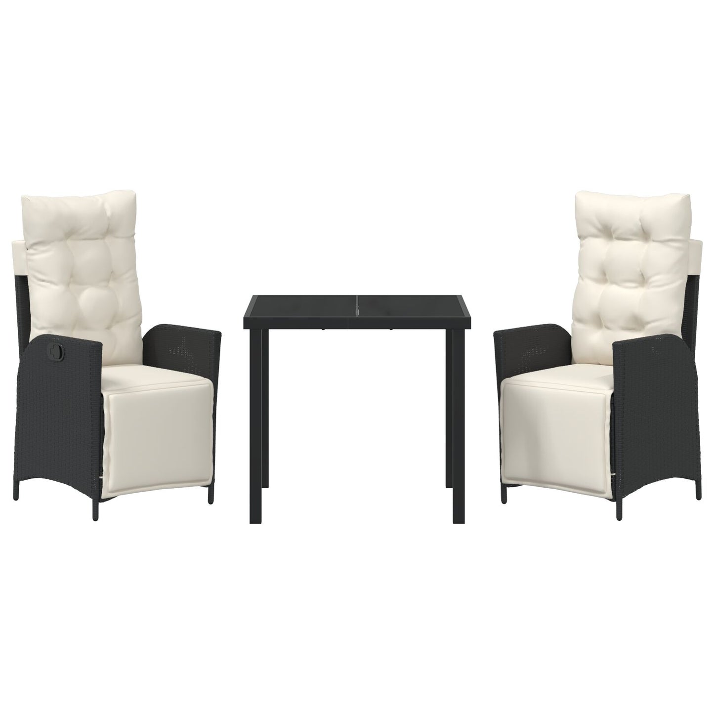3-Delig Tuin Eetset Zwart Poly Rattan