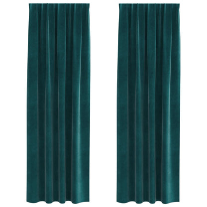 Zwarte Gordijnen Met Bovenband 2 Stuks E Velours Donkergroen 140 x 225 cm met ingenaaid tape