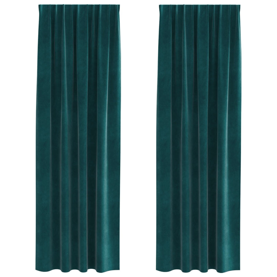 Zwarte Gordijnen Met Bovenband 2 Stuks E Velours Donkergroen 140 x 225 cm met ingenaaid tape