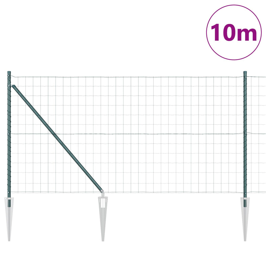 Euro Hek Met 7 Spike Posts 1X10 M Gegalvaniseerd Staal Groen Gegalvaniseerd Staal