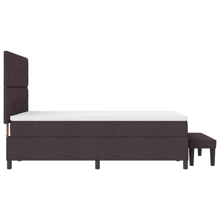 Boxspringbed Met Matras & Bank Stof Donkerbruin 140 x 190 cm Knopgeknopt