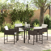 Tuin eettafelset poly rattan bruin 4 personen