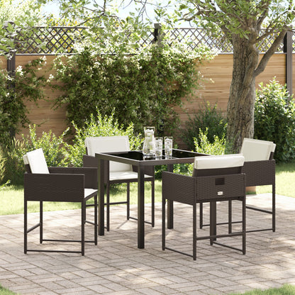 5-Delig Tuin Eetset Met Kussens Bruin Poly Rattan