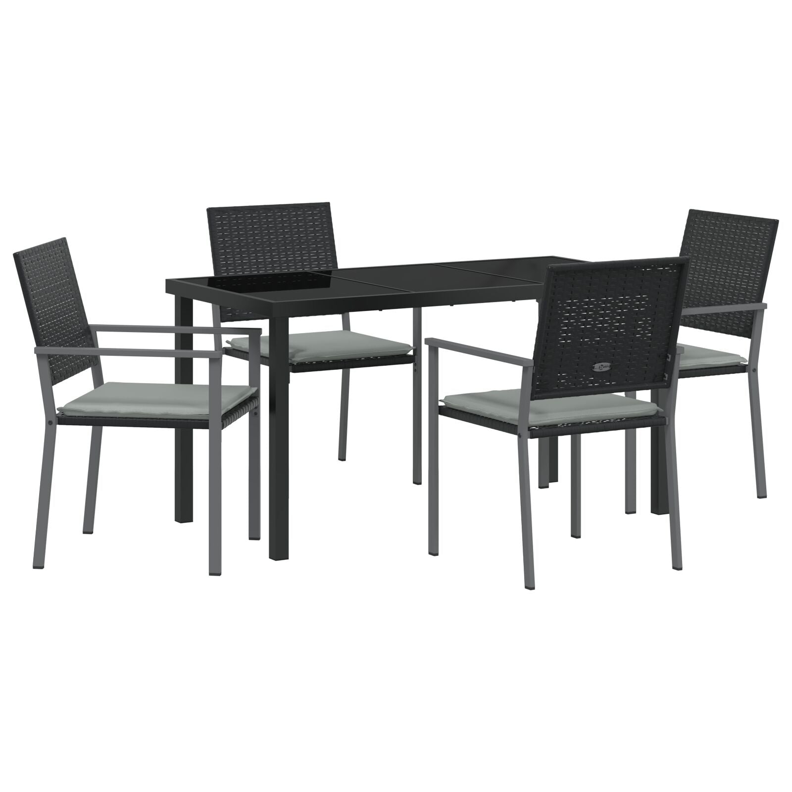 Set Van 3 Zwart Pe Rattan 54X62,5X89 Cm Duurzaam Tuinstoel