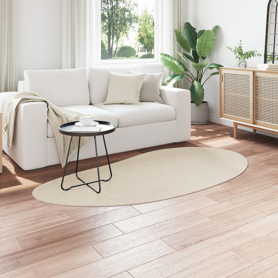 Gebied Tapijt Polyester Anti-Slip Beige 100 x 200 cm Ovaal-Druppeltje