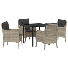 5-Delige Tuin Eetset Met Kussens Lichtgrijs Poly Rattan