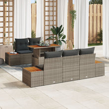 6-Delige Tuin Eetset Met Kussens Grijs Poly Rattan Acacia