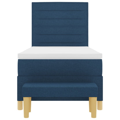 Boxspringbed Met Matras & Bank Stof Blauw 80 x 200 cm Lijnen ontwerp