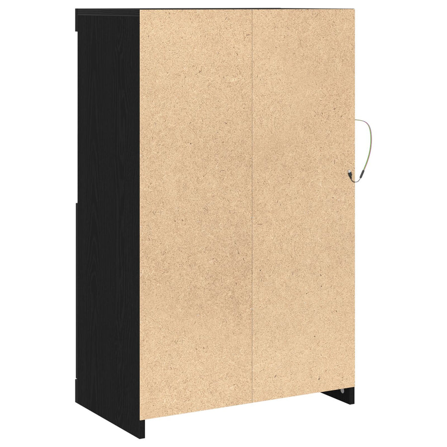 Dressoir Met Led-Verlichting 60,5X37X100 Cm Zwart eiken