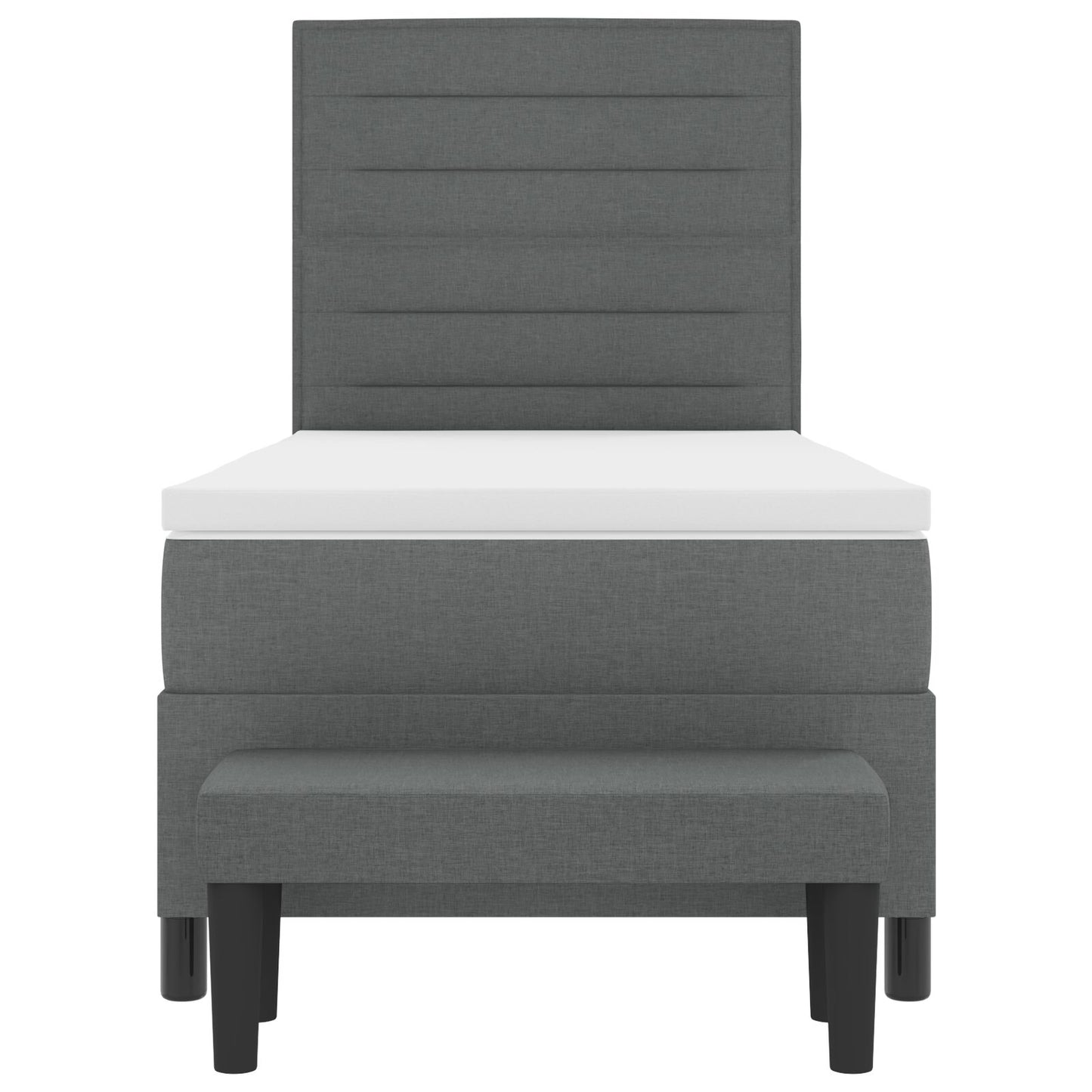 Boxspringbed Met Matras & Bank Stof Donkergrijs 90 x 200 cm Lijnen ontwerp