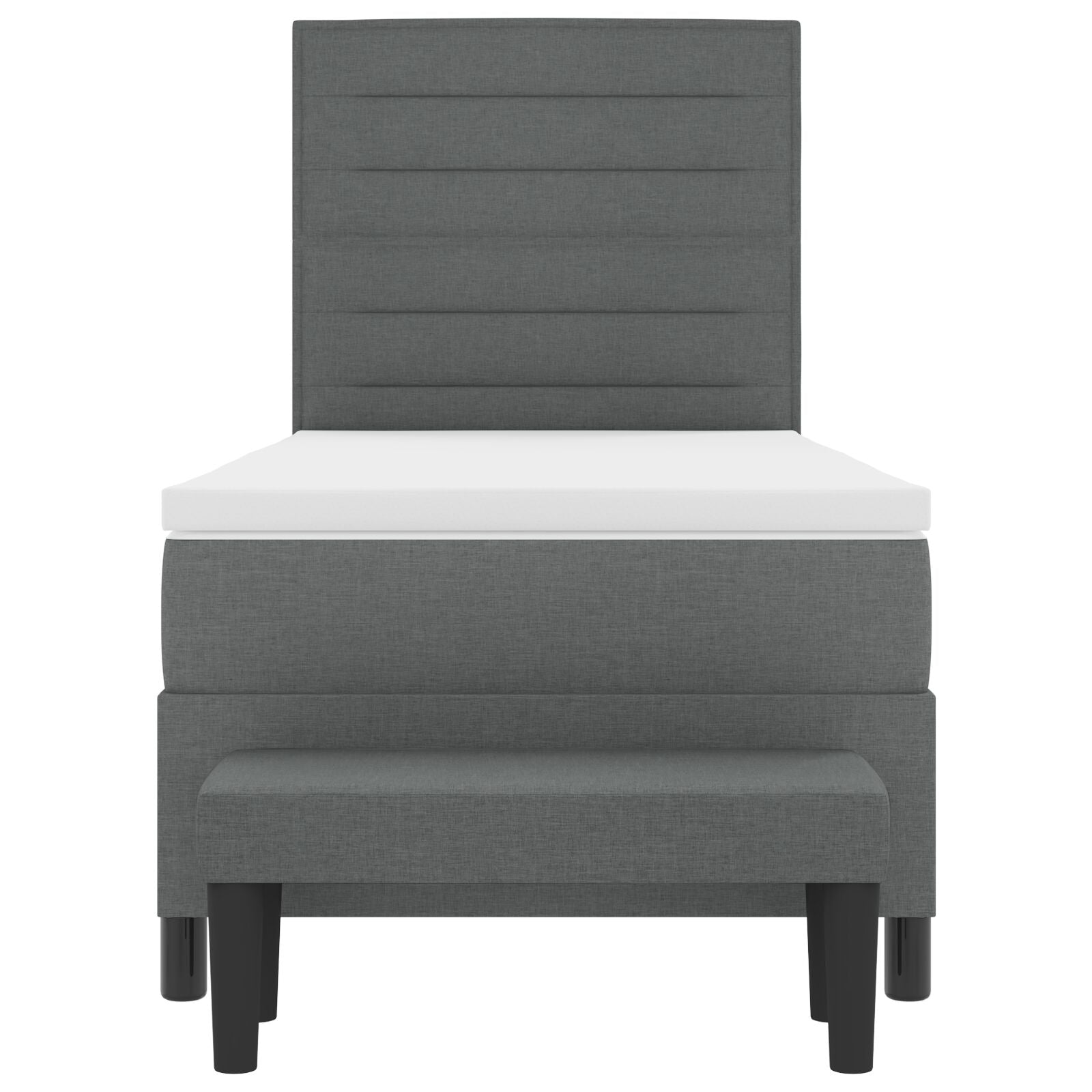 Boxspringbed Met Matras & Bank Stof Donkergrijs 90 x 200 cm Lijnen ontwerp