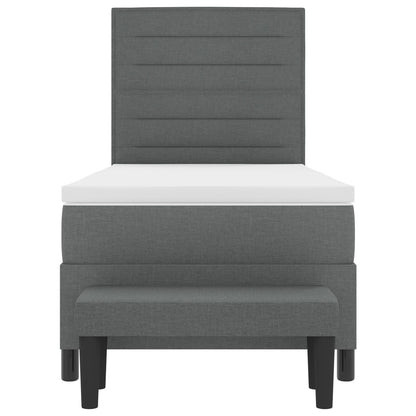 Boxspringbed Met Matras & Bank Stof Donkergrijs 90 x 200 cm Lijnen ontwerp