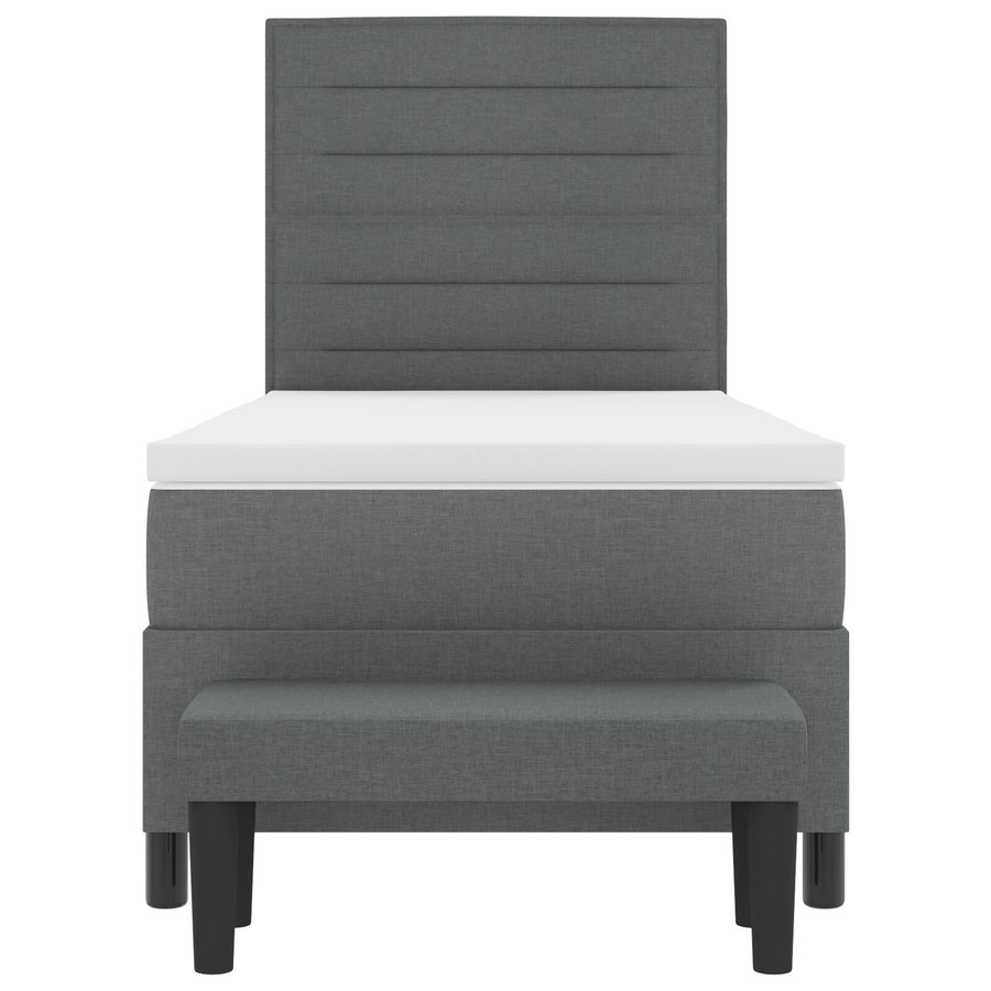 Boxspringbed Met Matras & Bank Stof Donkergrijs 90 x 200 cm Lijnen ontwerp