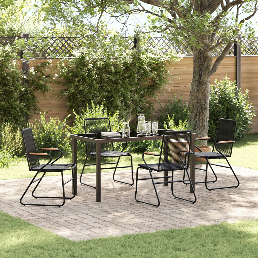 5-Delige Tuin Eetset Zwart Pvc Rattan