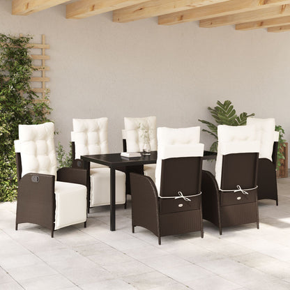 7 Delige Tuin Eet Set Bruin Poly Rattan