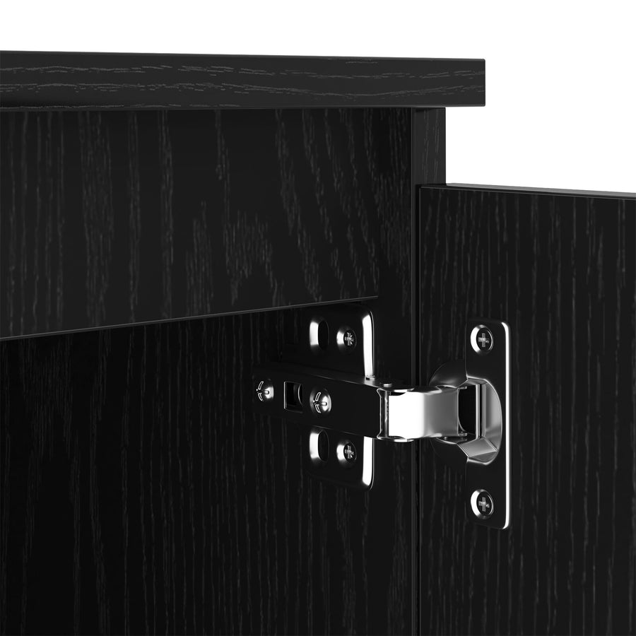 Tv-Meubel Met Led-Verlichting - Zwart Eiken - 140X40X35,5 Cm - Bewerkt Hout