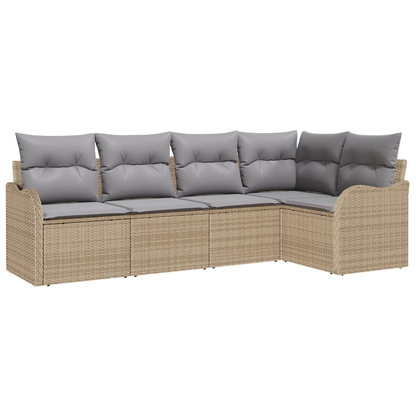5-delige tuinsofa set met kussens beige poly rattan, vidaXL 2-zit tuinsofa met kussens beige poly rattan