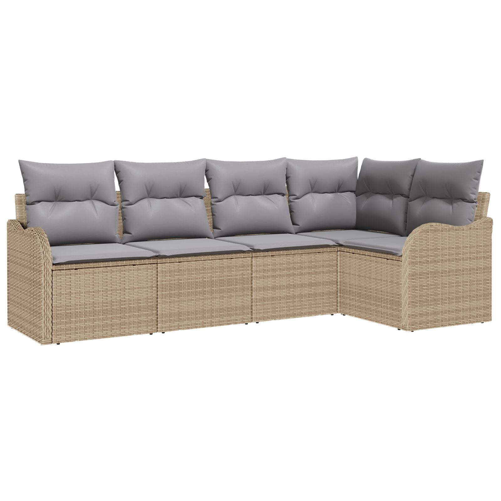 5-delige tuinsofa set met kussens beige poly rattan, vidaXL 2-zit tuinsofa met kussens beige poly rattan