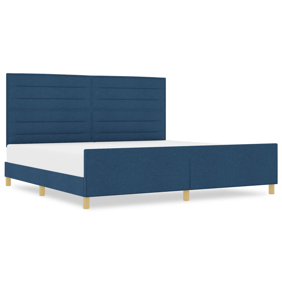 Bedframe Blauw 200X200 Cm Stof Crème
