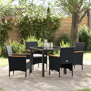 Tuin eettafelset 4 personen poly rattan zwart