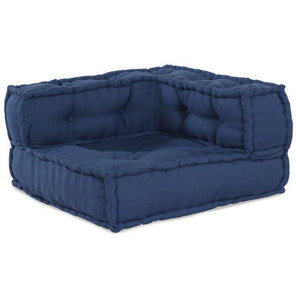 Modulair Poef Set Van 2 In Stof Indigo 70 x 70 x 54 cm 2x hoek