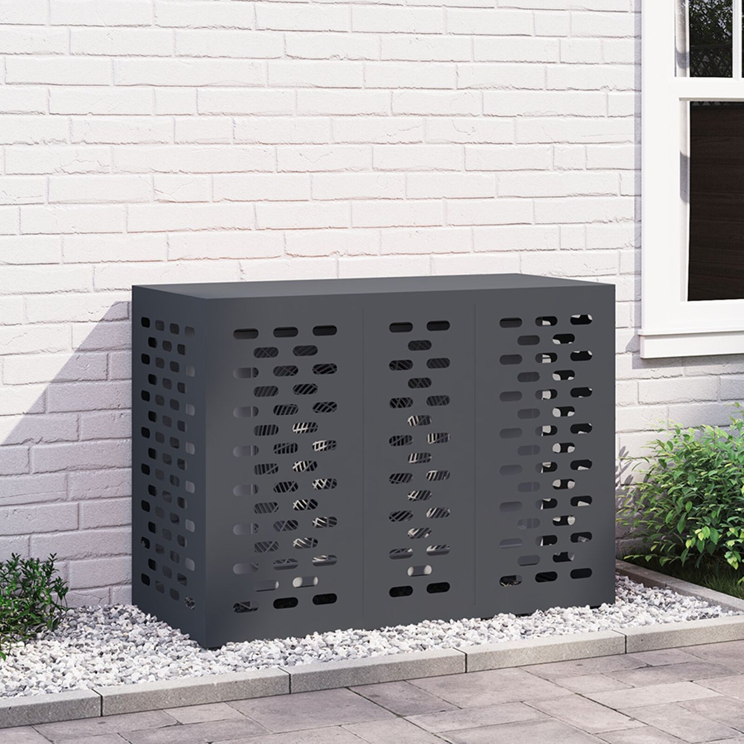 Airconditioner Cover Staal Anthraciet 110 x 50 x 80 cm