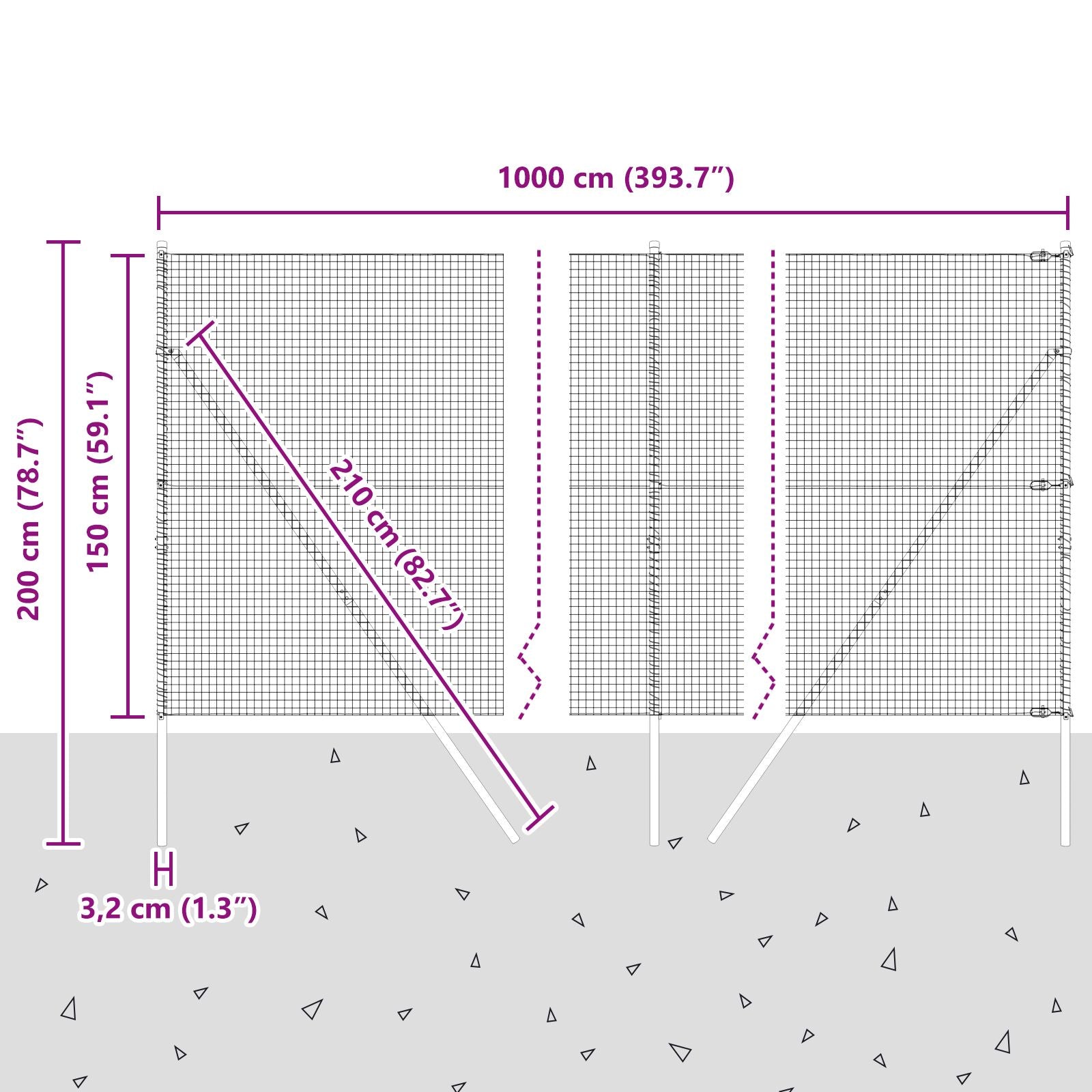 Hekpaal Set Set Van 2 Gegalvaniseerd Staal Gegalvaniseerd Staal