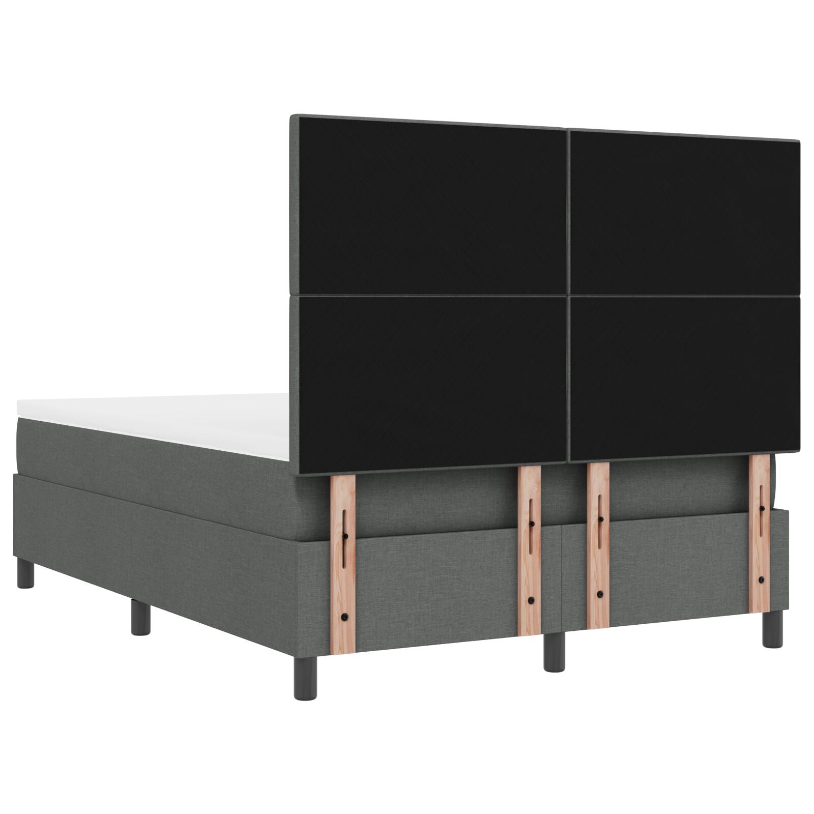 Boxspring Bed Met Matras Stof Donkergrijs 160 x 200 cm Knop tufted