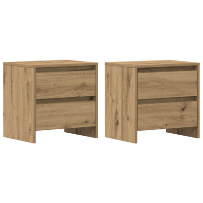 Nachttafels 2 Stuks Artisan Eiken 45X34X44,5 Cm Bewerkt Hout Ambachtelijk eiken