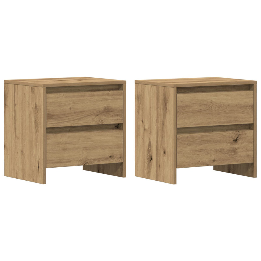 Nachttafels 2 Stuks Artisan Eiken 45X34X44,5 Cm Bewerkt Hout Ambachtelijk eiken