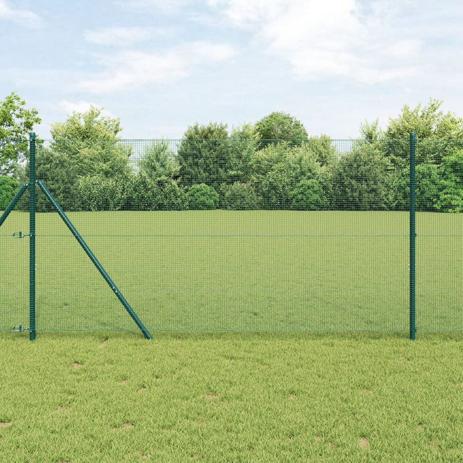Gelaste Draadhek Met 13 Palen Groen 1.2X25 M Staal Gegalvaniseerd Staal