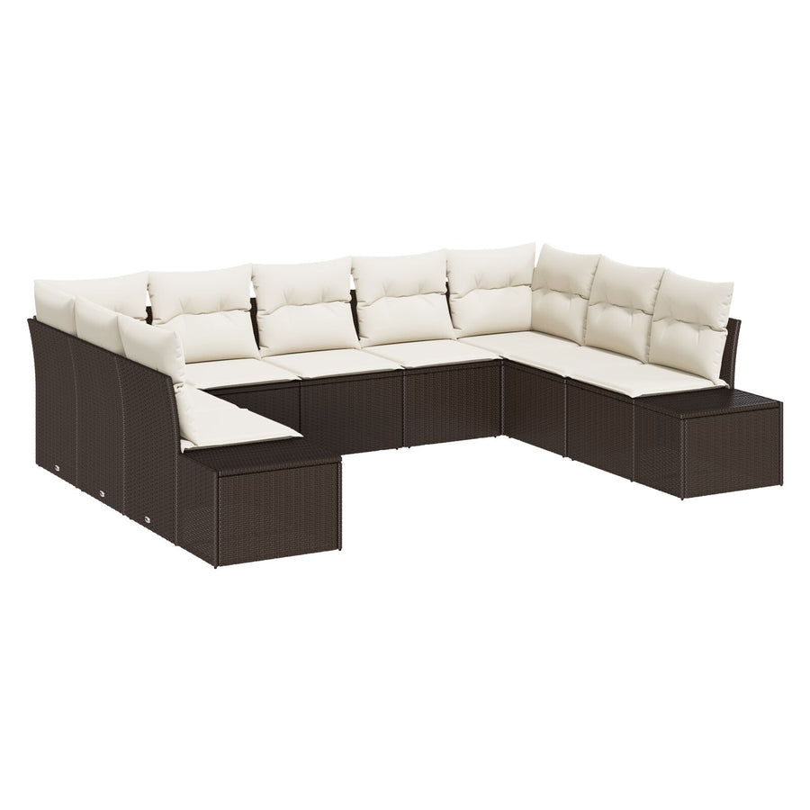 9-Delig Tuin Sofa Set Met Kussens Bruine Poly Rattan