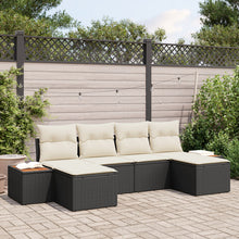 6-Delige Tuin Sofa Set Met Kussens Zwart Poly Rattan Acacia