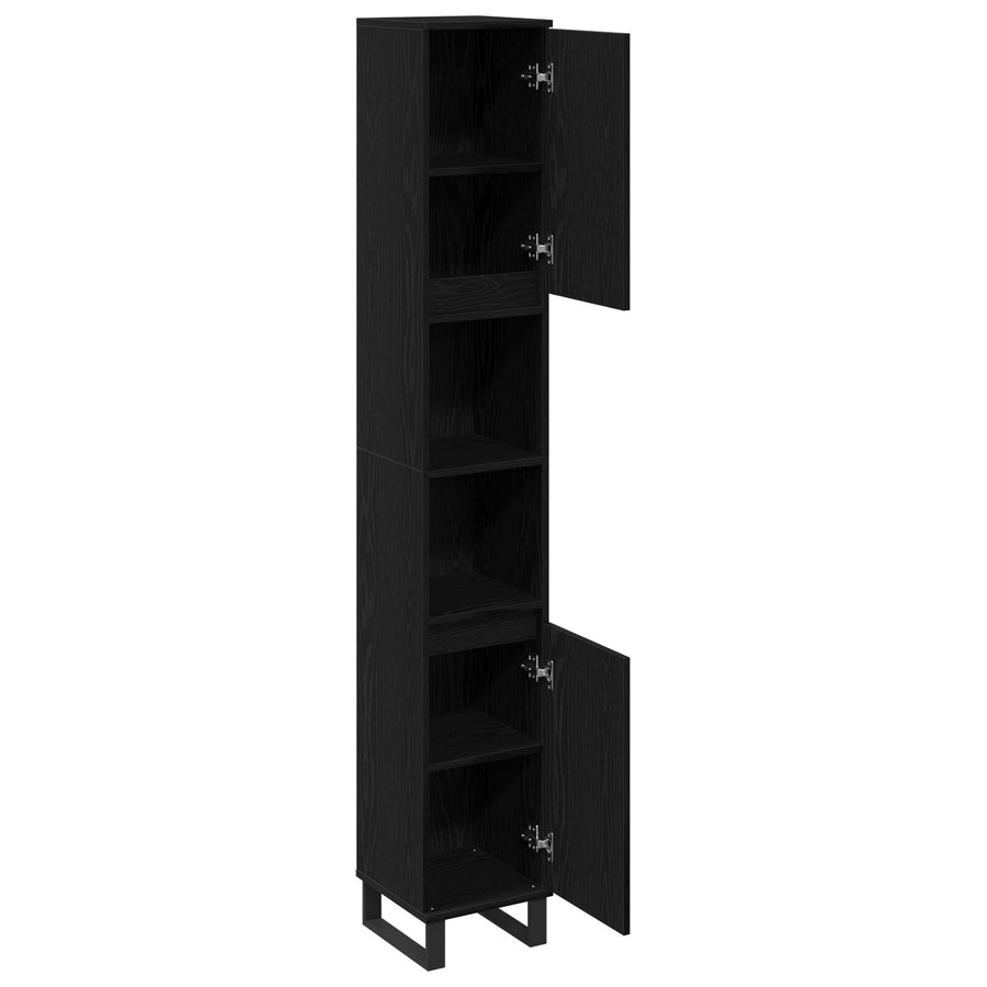 Badkamerkast 30X30X190 Cm Engineered Wood Zwart eiken