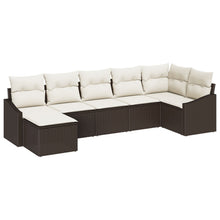 7-Delige Tuin Sofa Set Met Kussens Bruin Poly Rattan