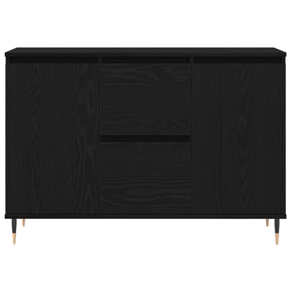 Dressoir Met Deuren & Lades Zwart Eiken 101,5X35X70 Cm