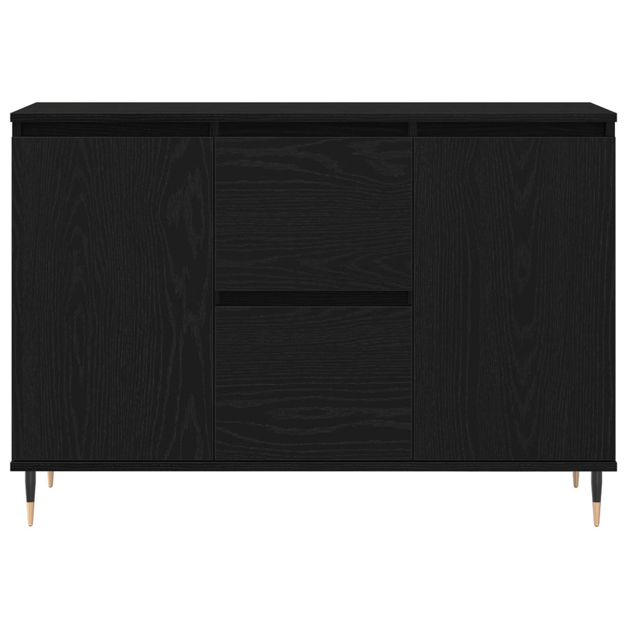 Dressoir Met Deuren & Lades Zwart Eiken 101,5X35X70 Cm