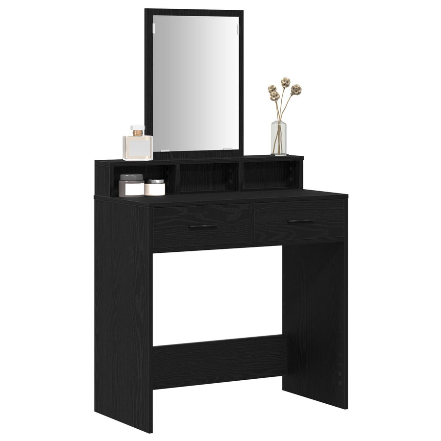 Kaptafel Mdf En Glas Kaptafel 79 x 41 x 140 cm Zwart eiken