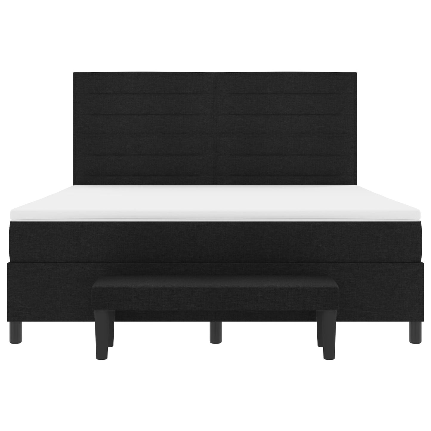 Boxspring Bed Met Matras & Bank Stof Zwart 180 x 200 cm Lijnen ontwerp