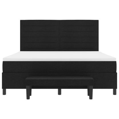 Boxspring Bed Met Matras & Bank Stof Zwart 180 x 200 cm Lijnen ontwerp