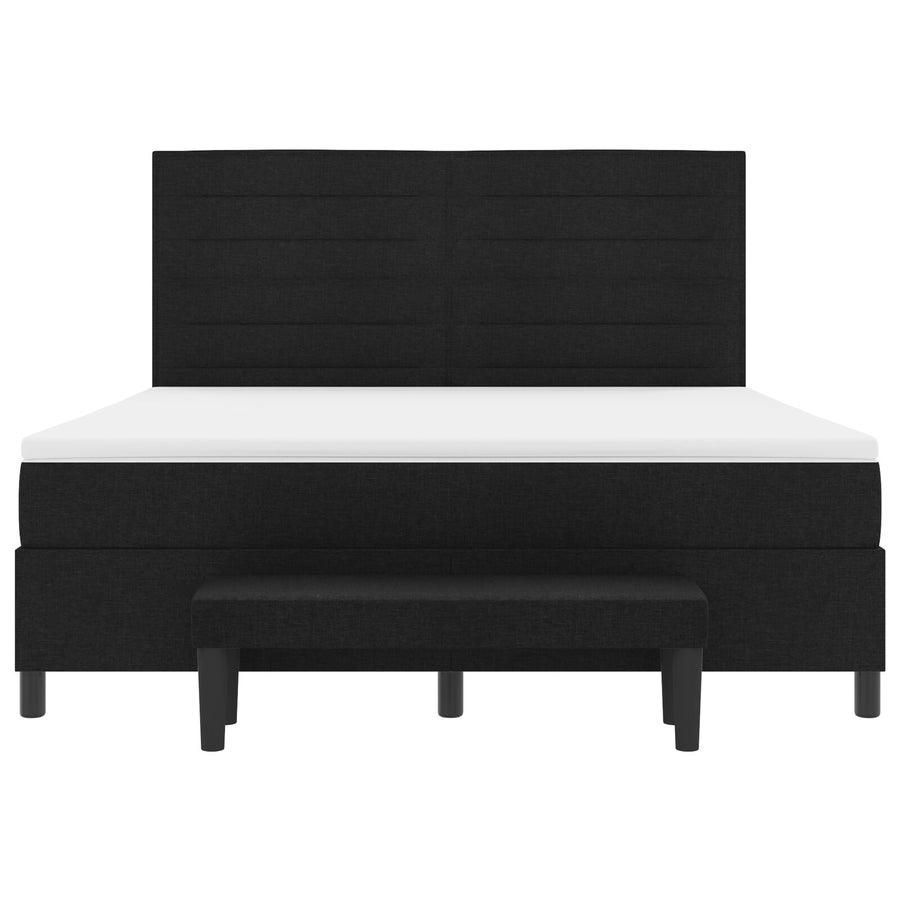 Boxspring Bed Met Matras & Bank Stof Zwart 180 x 200 cm Lijnen ontwerp