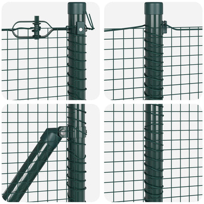 Hekpost Set Set Van 2 Groen Gepoedercoat Staal 10 X 0.5 M Gegalvaniseerd Staal